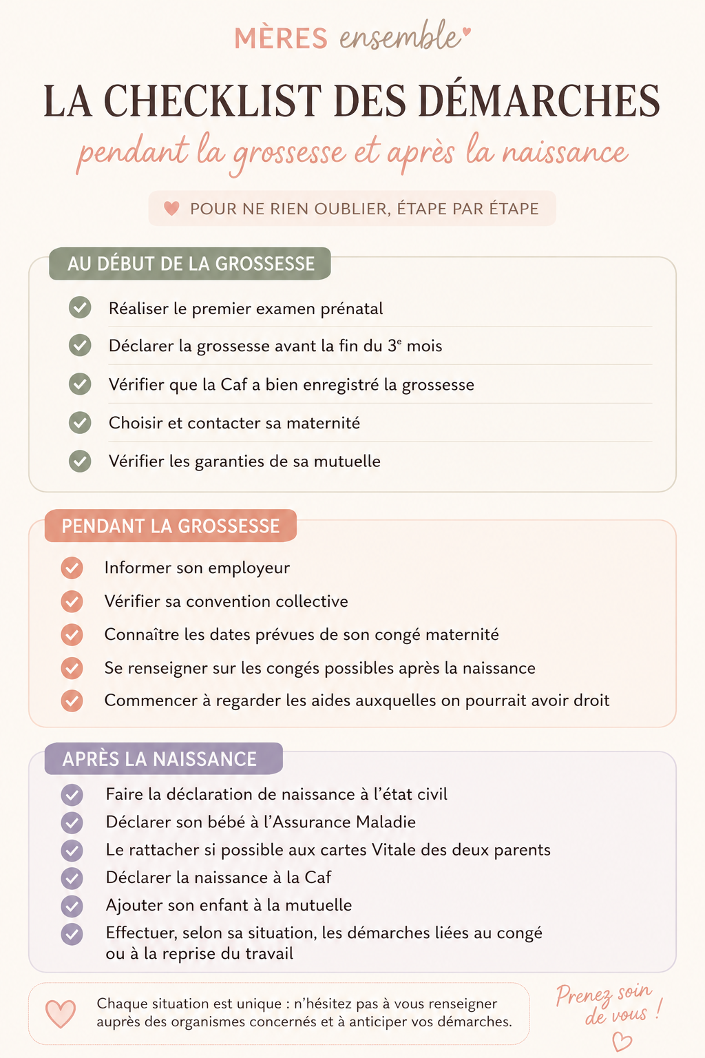 check liste démarches grossesse 